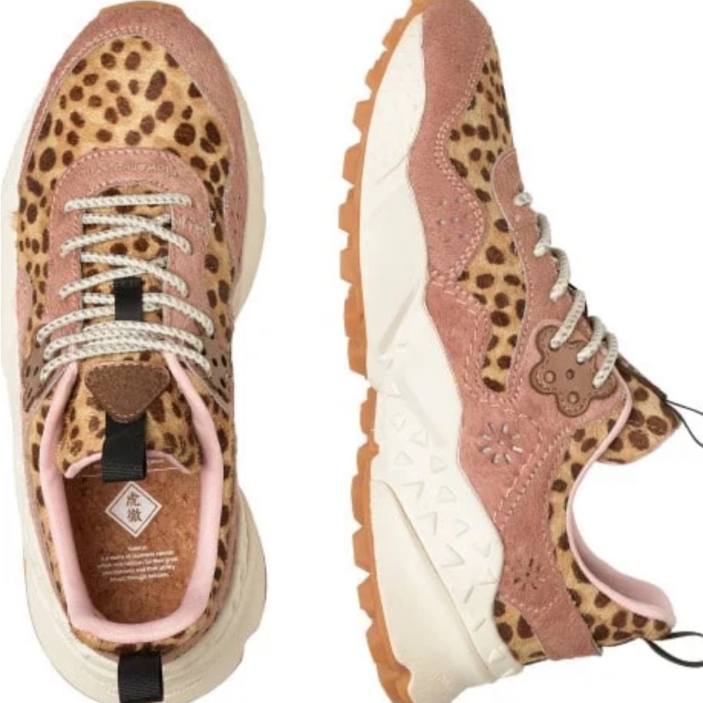 Leopard Print Athletic Shoes with Pink Accents